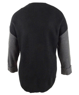 Calvin Klein Women's Plus Tri Color Mock Neck Sweater Black Size 0X