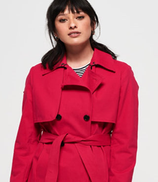 Superdry Women's Sirena Trench Coat Red Size 4