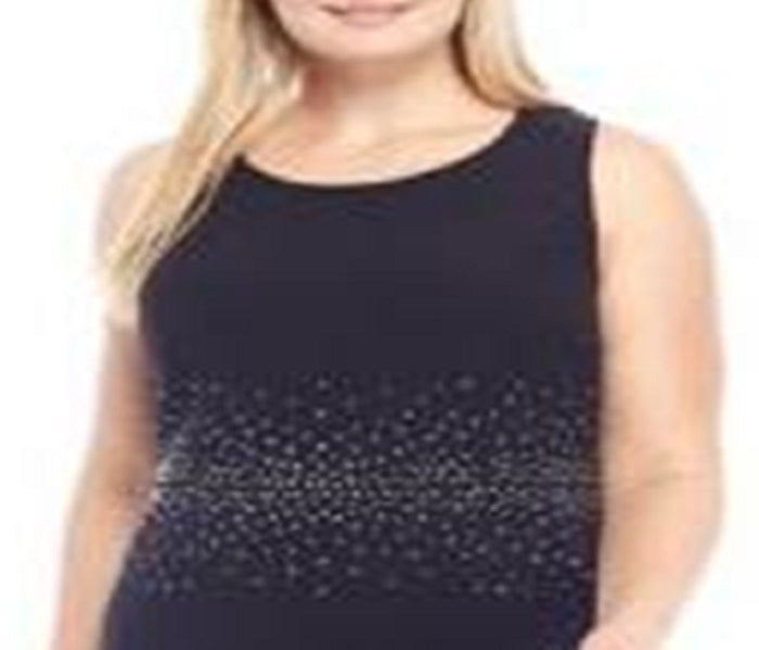 Kasper Women's Sleeveless Jewel Neck Knee Length Sheath Dress Black Size 24W