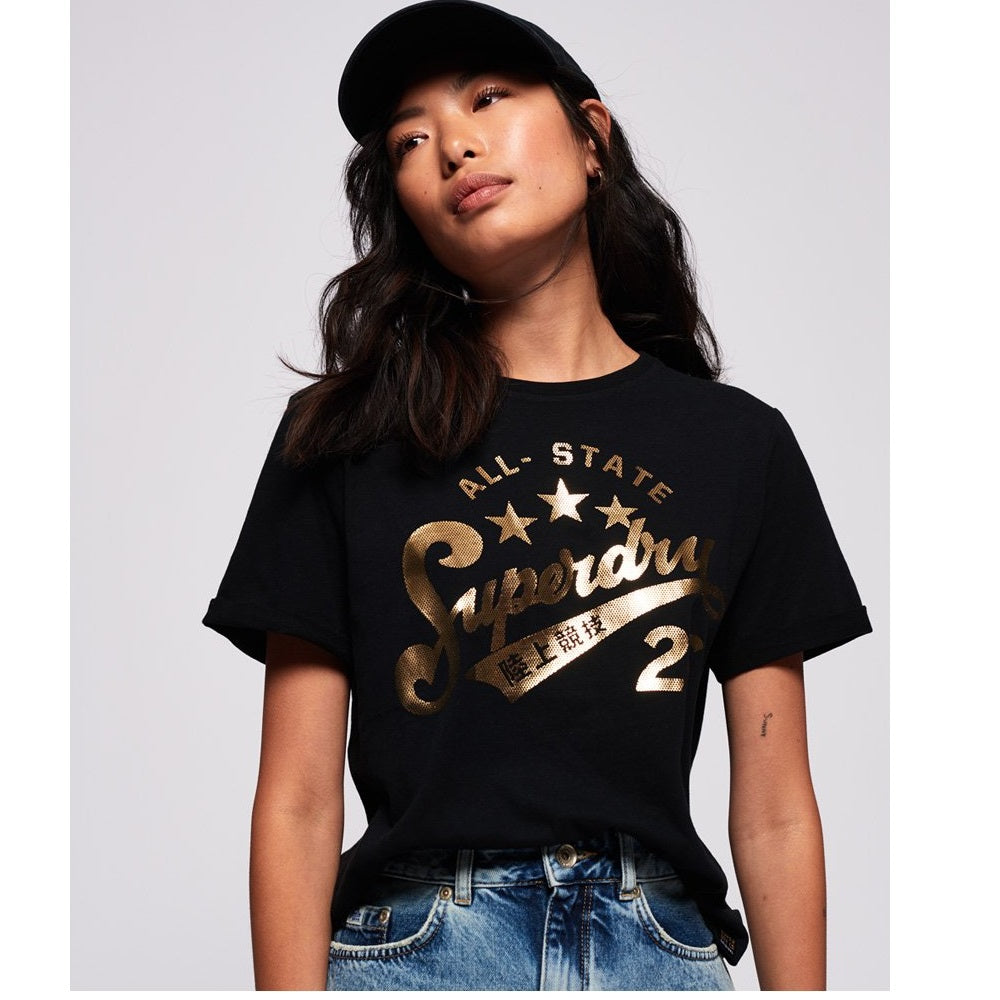 Superdry Women's Foil Airtel Boxy T-Shirt Gray Size 12