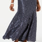R & M Richards Women's Off the Shoulder Lace Gown Silver Size 18