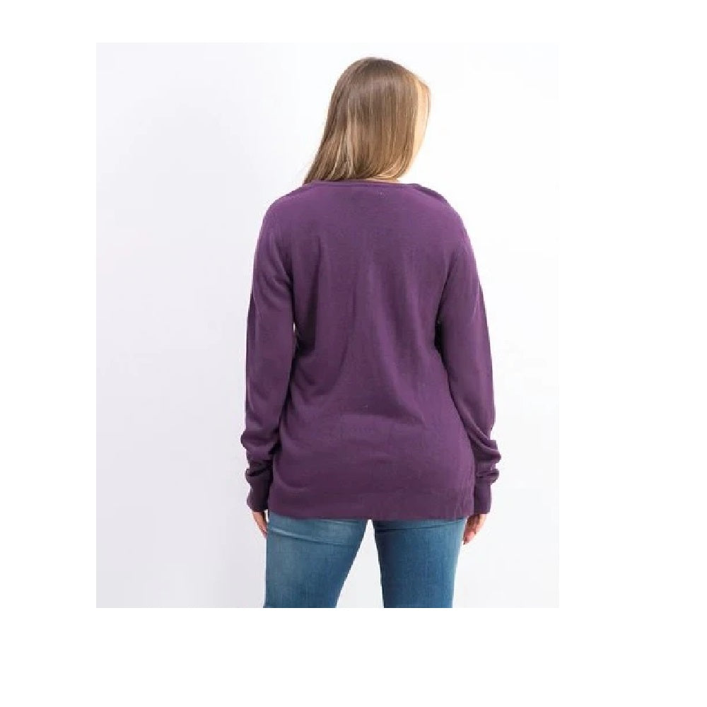 Karen Scott Women's Ribbed Trim Stiped Texture Pullover Sweater Purple size 0X