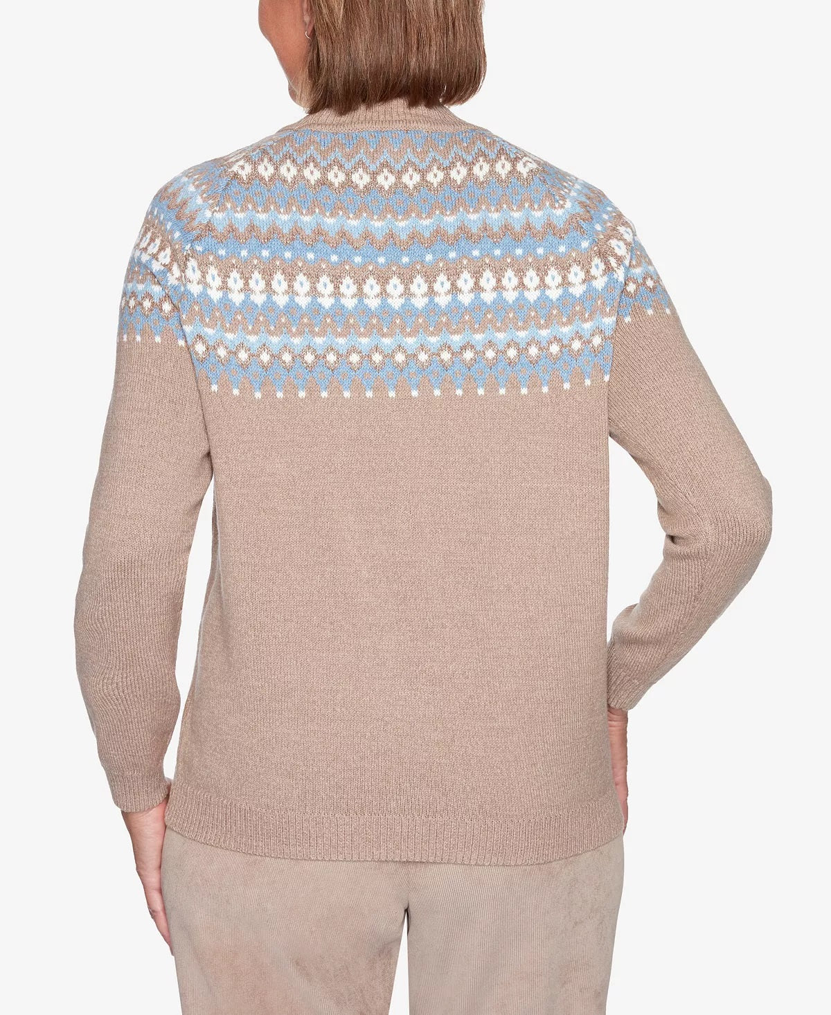 Alfred Dunner Women's Missy Dover Cliffs Flo Open Beige Sweater Size XLarge