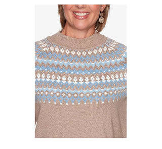 Alfred Dunner Women's Missy Dover Cliffs Flo Open Beige Sweater Size XLarge