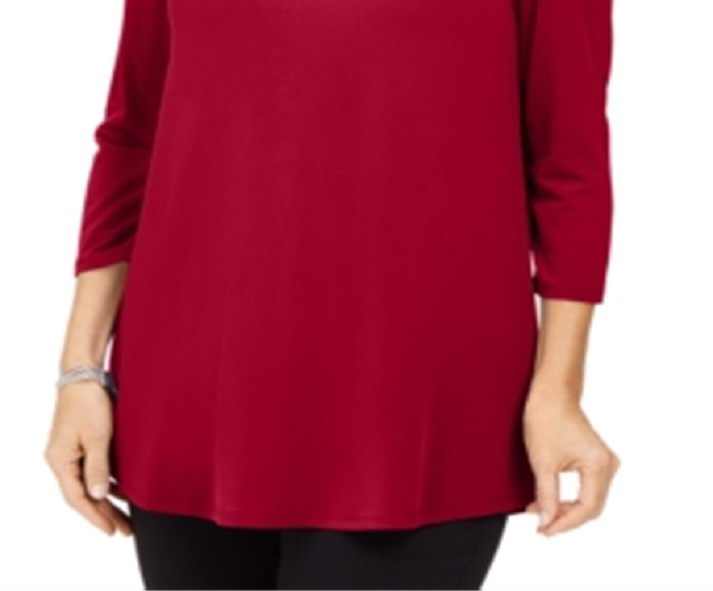 JM Collection Women's Embellished Cold Shoulder Top Red Size X-Small