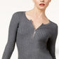 INC International Concepts Women's Zip-Front Sweater Gray Size Medium