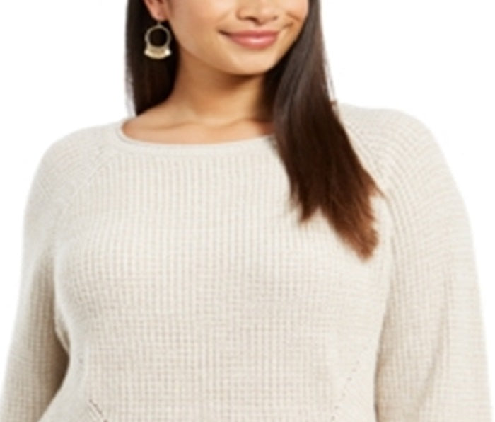 Style & Co Women's Plus Pointelle Trim Sweater Brown Size 0X