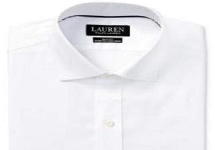 Ralph Lauren Men's Slim Fit Non Iron Stretch Pinpoint Dress Shirt White Size L