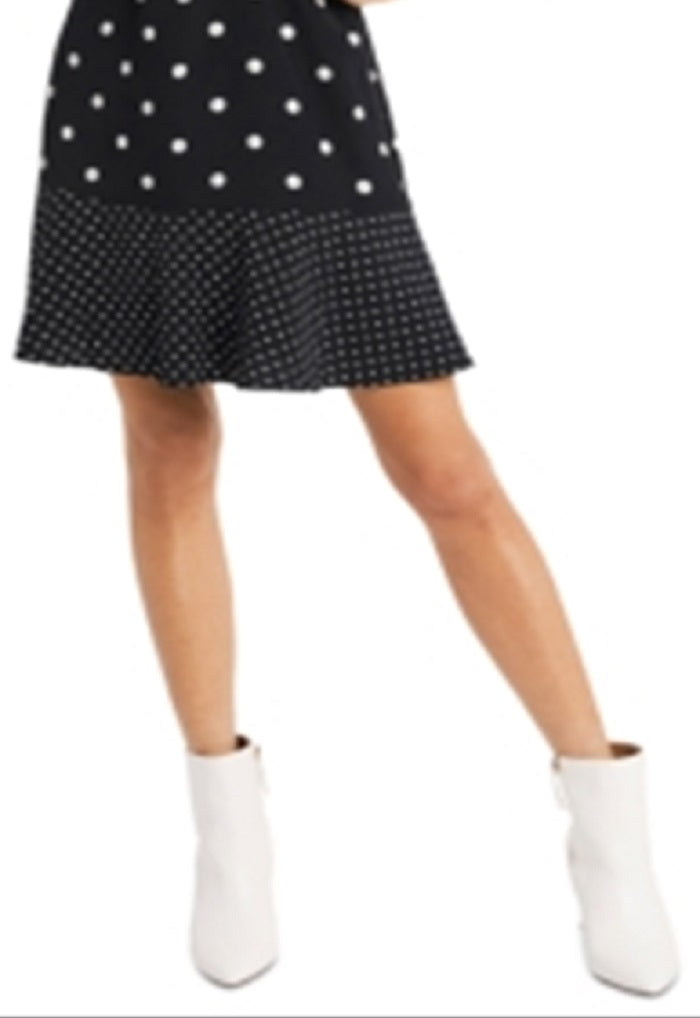 Riley & Rae Mini Dede Dot-Print Ruffle-Hem Dress Black Size 12