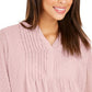 Charter Club Petite Double-Ruffle Textured Pintuck Top Pink Size PL