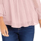 Charter Club Petite Double-Ruffle Textured Pintuck Top Pink Size PL