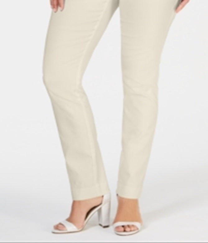 Charter Club Women's Cambridge Skinny Pull on Tummy-Control Pants Brown Size 12 S