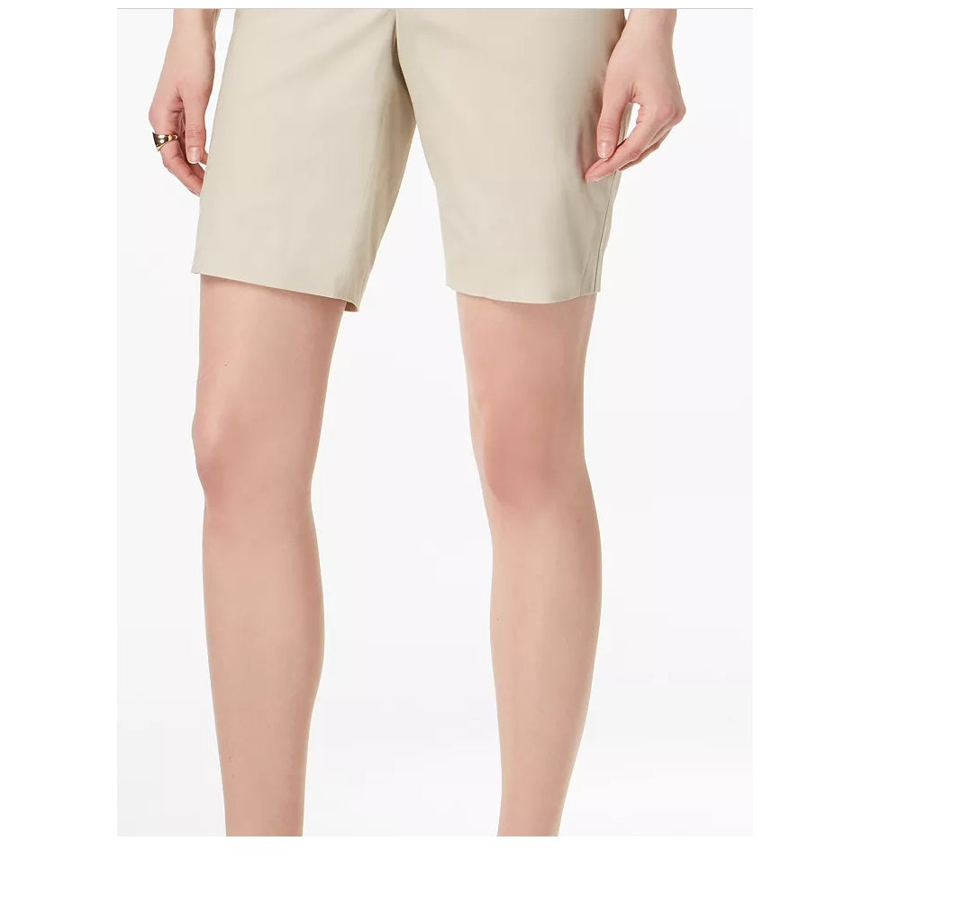 Charter Club Women's Bermuda Twill Shorts Beige Size 8