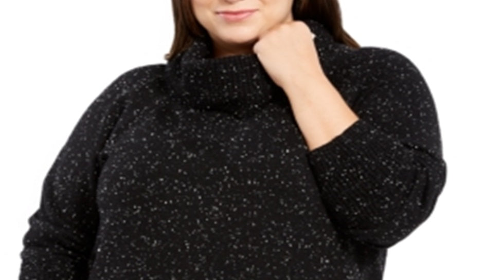 Calvin Klein Women's Space Dye Cowlneck Sweater Black Size 3X