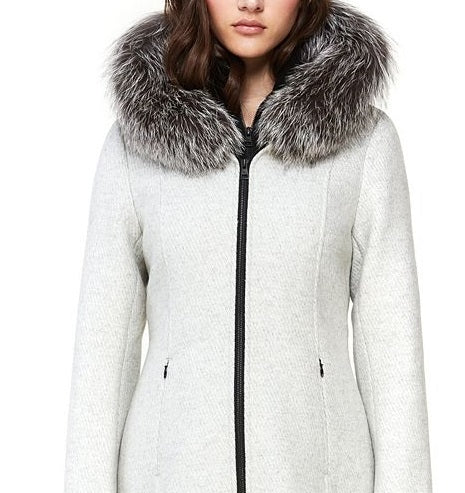 Soia & Kyo Women's Hooded Fur Trim Coat Gray Size X-Small