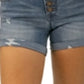 Indigo Rein Junior's Distressed Cuffed Denim Shorts Blue Size 9