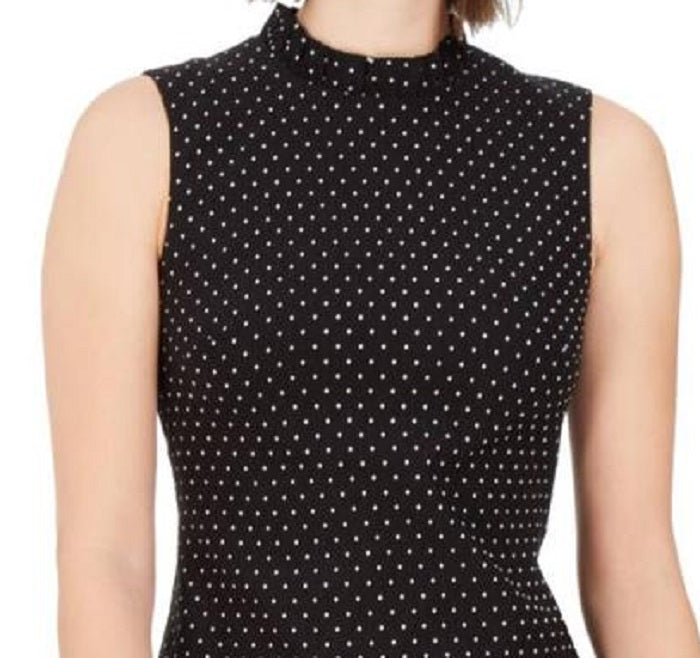 Calvin Klein Women's Polka Dot Stretch Sheath Dress Black Size 8
