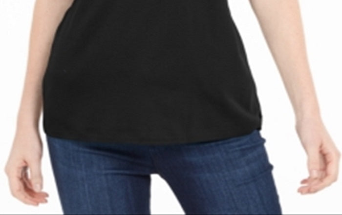 Karen Scott Women's Studded Keyhole Top Black Size X-Large