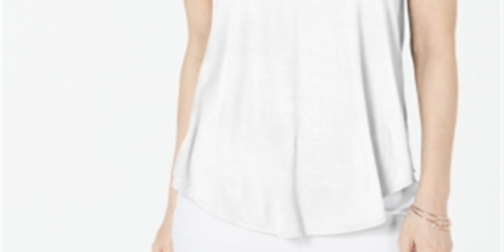 Alfani Women's Petite V-Neck T-Shirt White Size Petite Large