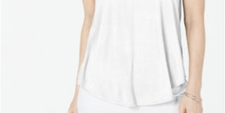 Alfani Women's Petite V-Neck T-Shirt White Size Petite Large