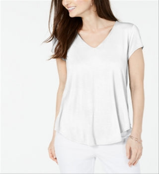 Alfani Women's Petite V-Neck T-Shirt White Size Petite Large