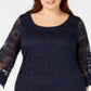 Alfani Women's Crochet Trim Illusion Dress Blue Size 3X