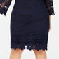 Alfani Women's Crochet Trim Illusion Dress Blue Size 3X