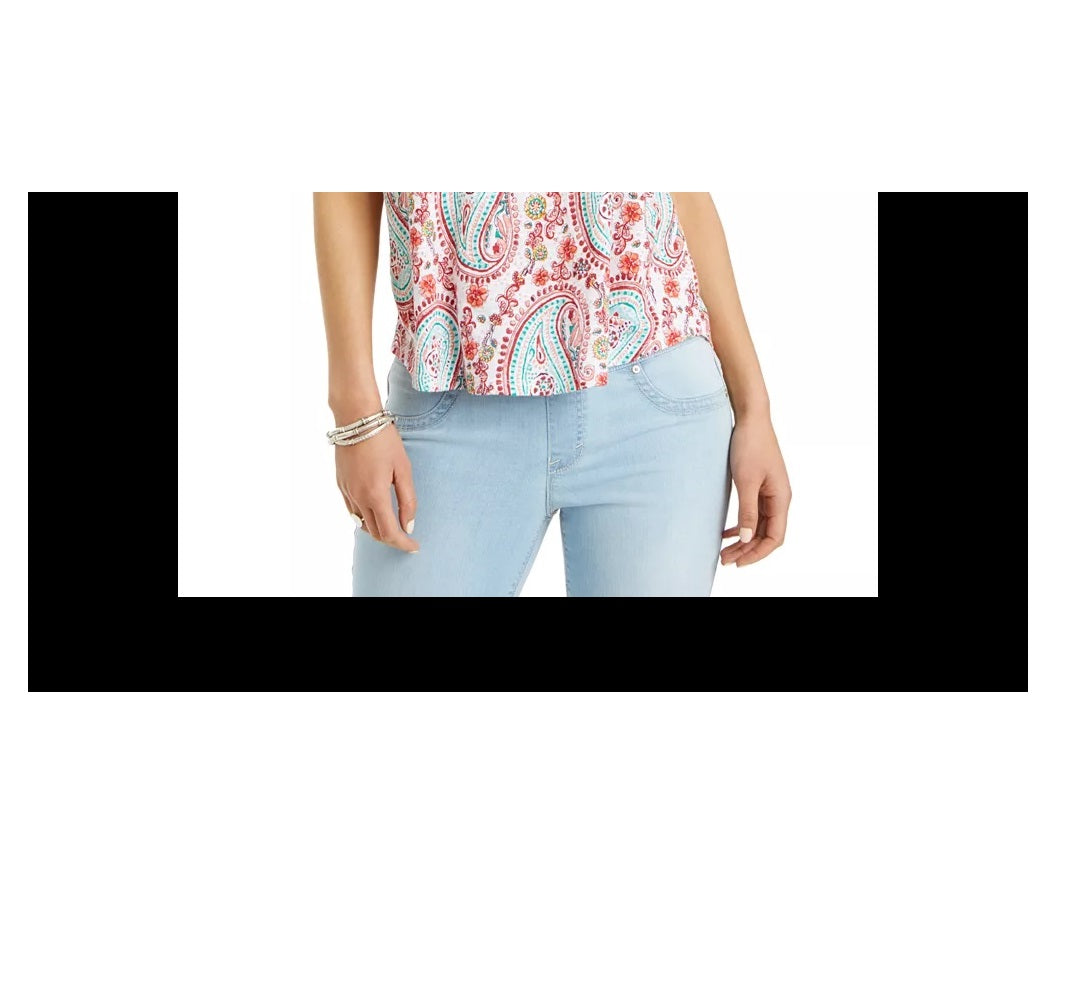 Style & Co Women's Printed Top  White Size XS