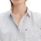 Levi's Women's Striped Cotton Double Button Shirt White Size Small