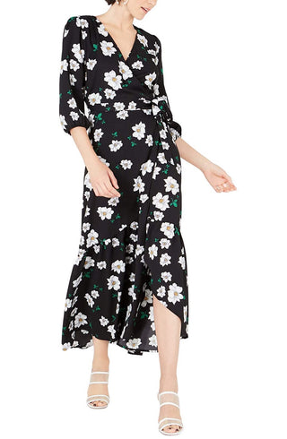Bar III Women's Ruffled Maxi Wrap Dress Simple Flower Size X-Small