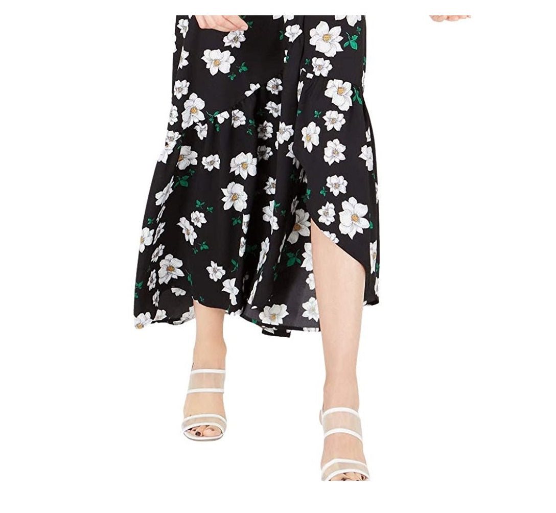 Bar III Women's Ruffled Maxi Wrap Dress Simple Flower Size X-Small