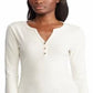 Ralph Lauren Women's V Neck Henley Tee White Size S/P