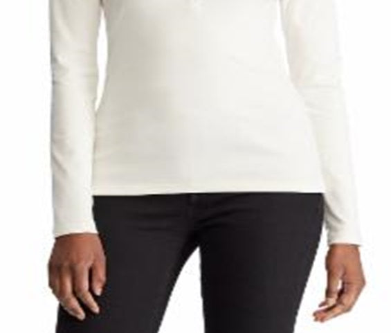 Ralph Lauren Women's V Neck Henley Tee White Size S/P