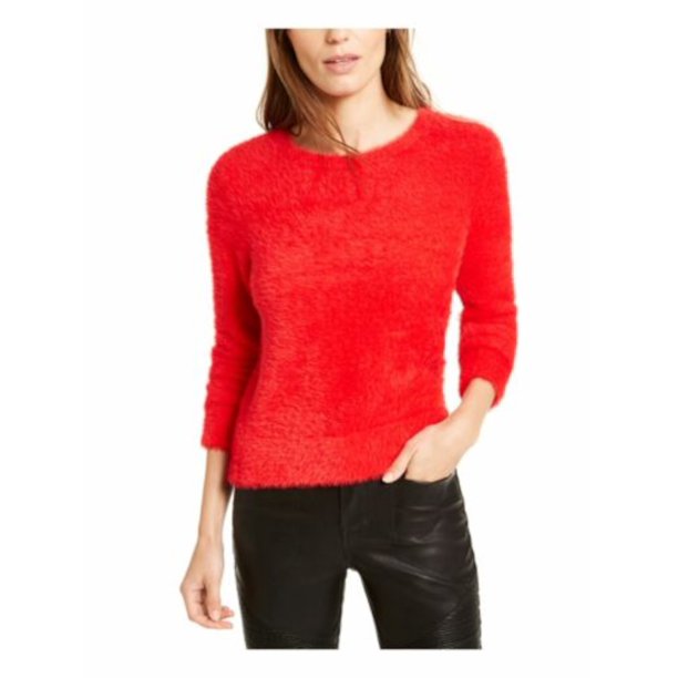 Bar III Women's Eyelash-Finish Sweater Red Size XX-Large