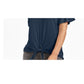 Style & Co Women's Flutter-Sleeve Tie-Front Top  Blue Size Small