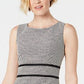 Kasper Geo-Print Contrast-Trim Dress Grey Size 14