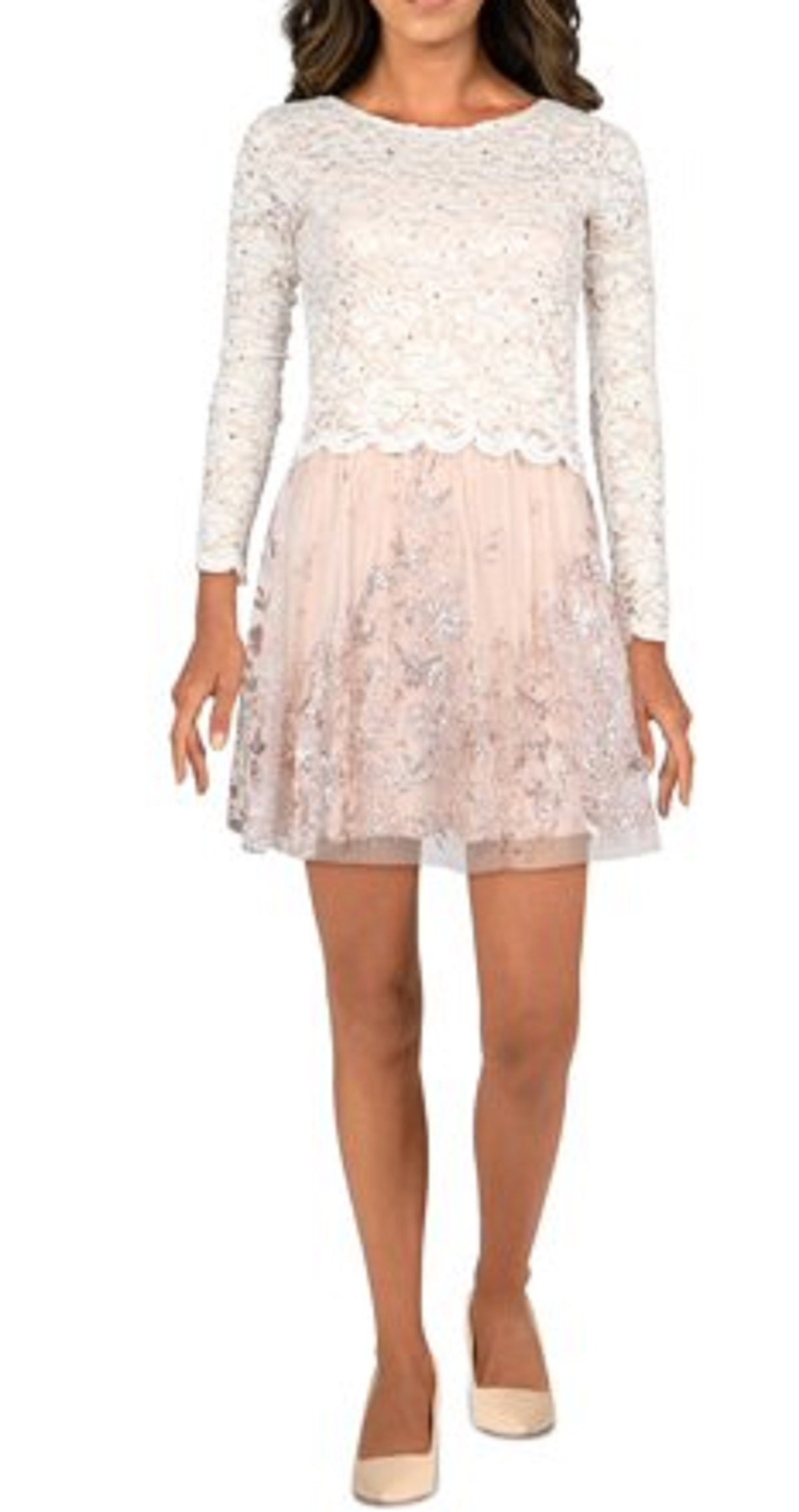 Jump Women's 2PC Lace Cocktail and Party Dress Brown Size 1/2