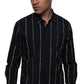 Sean John Men's Striped Logo Shirt Black Size Large