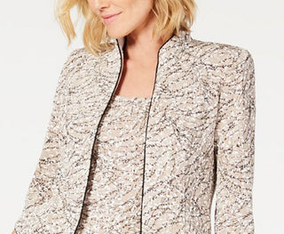 Alex Evenings Women's Lord & Taylor Printed Twin Set Jacket Brown Size Petite X-Large