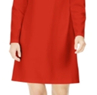 Calvin Klein Women's  Mandarin Collar Above the Knee Shift Dress Red Size 14