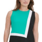 Calvin Klein Women's Colorblock Sleeveless Keyhole Back Top Green Size X-Large