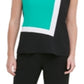 Calvin Klein Women's Colorblock Sleeveless Keyhole Back Top Green Size X-Large