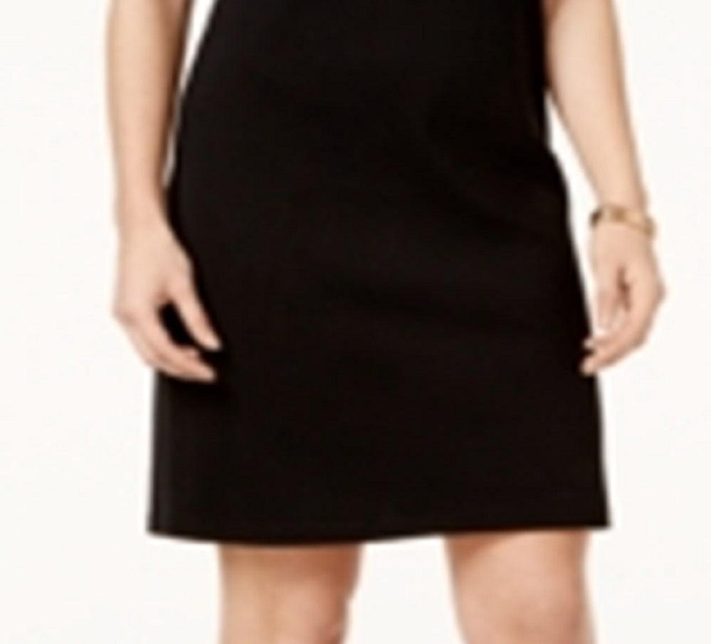 Karen Scott Women's Cotton Elbow Sleeve Dress Black Size Petite Medium