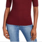 Maison Jules Women's Ribbed Mock Neck Top Red Size L