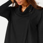 JM Collection Women's Faux Wrap Cowl Neck Sweater Black Size Medium