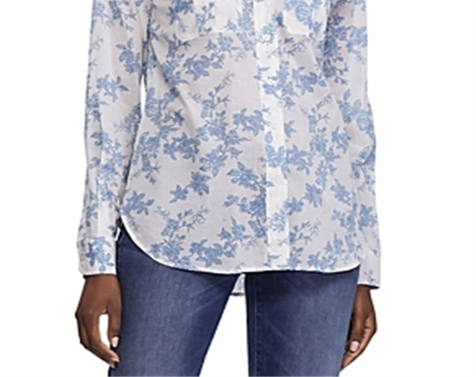 Ralph Lauren Women's Courtenay Button Down Top Blue Size Large