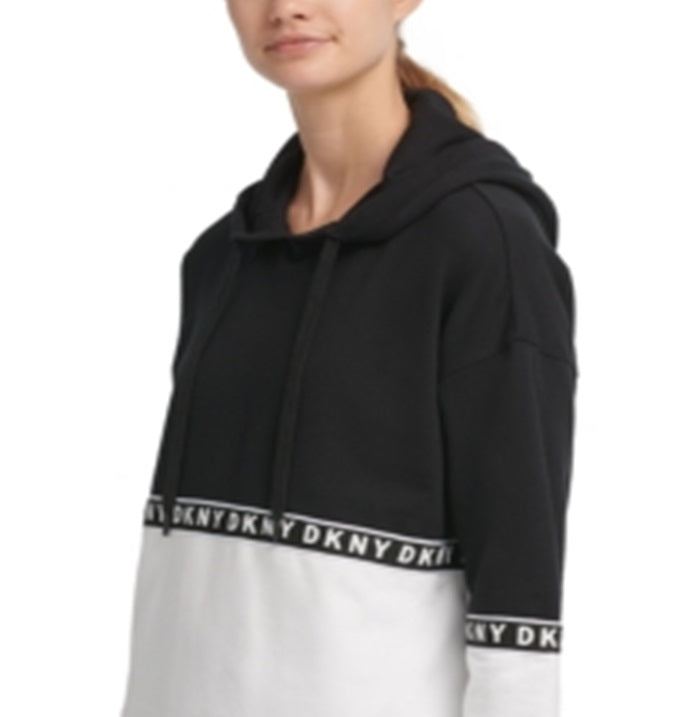 DKNY Women's Sport Colorblocked Hoodie Black Size M