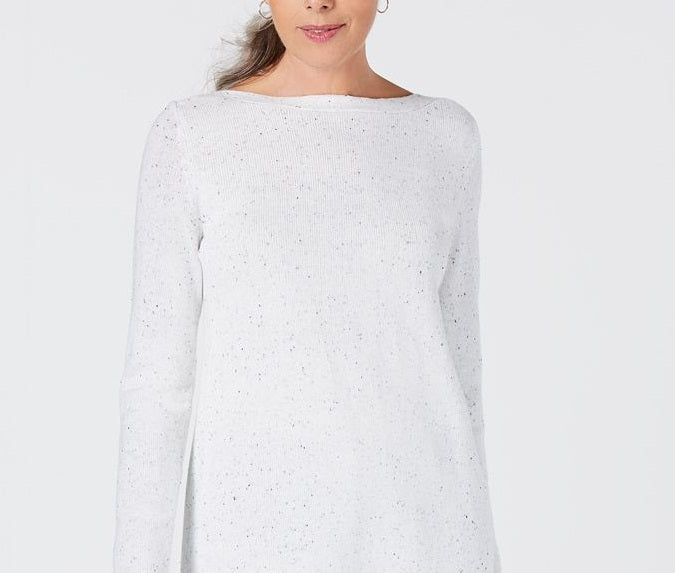 Karen Scott Women's Curved Hem Tunic Sweater White Size Petite Small