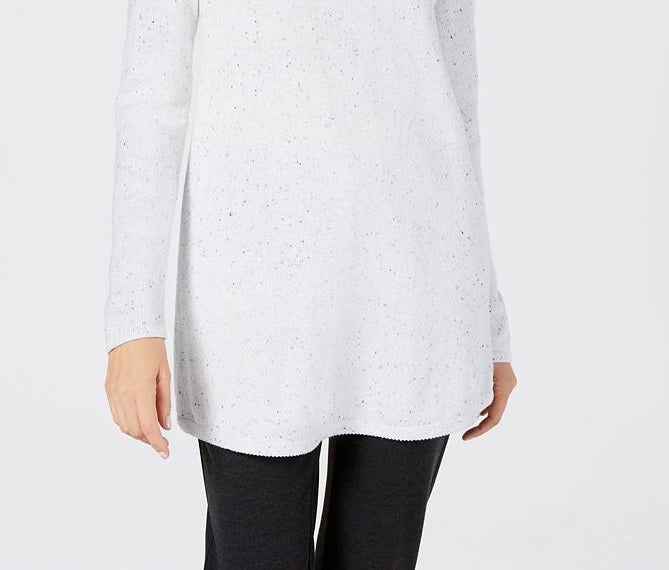 Karen Scott Women's Curved Hem Tunic Sweater White Size Petite Small