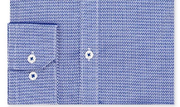 Ryan Seacrest Distinction Men's Ultimate Slim Fit Non Iron Performance Stretch Pattern Dress Shirt Blue Size L